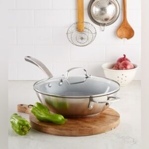Martha Stewart Stainless Steel Wok with Glass Lid - Silver